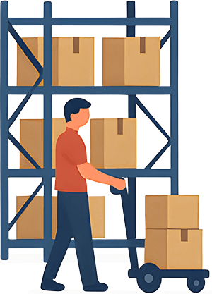 Step 2: Der Mitarbeiter im Lager kommissioniert das Paket